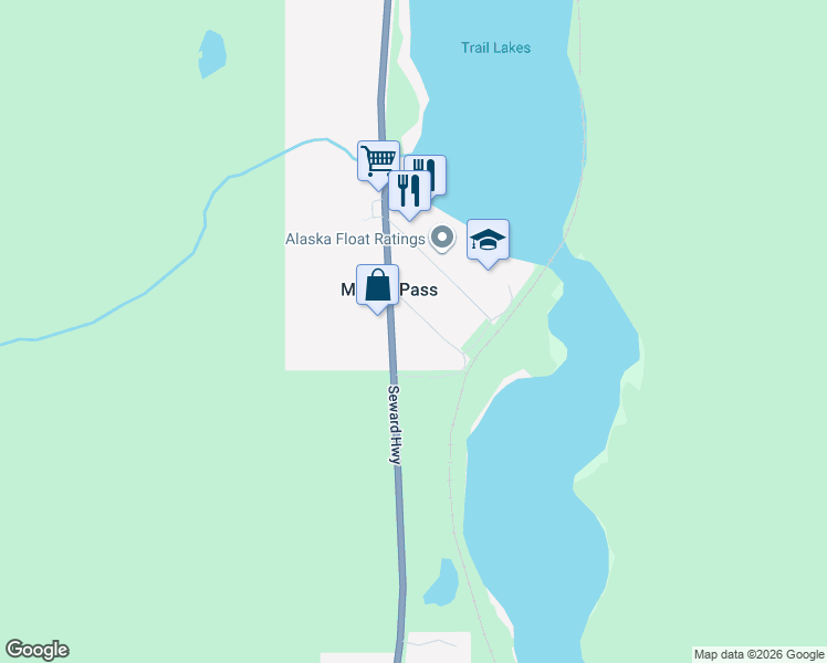 map of restaurants, bars, coffee shops, grocery stores, and more near 33681 Post Office Drive in Moose Pass