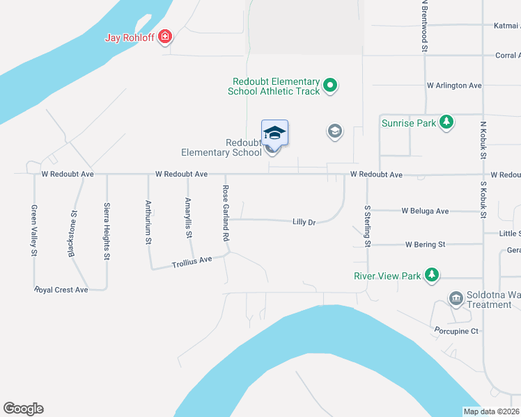 map of restaurants, bars, coffee shops, grocery stores, and more near 166 Amaryllis Street in Soldotna