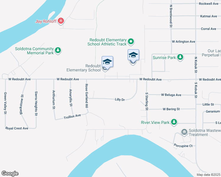 map of restaurants, bars, coffee shops, grocery stores, and more near 503 West Redoubt Avenue in Soldotna