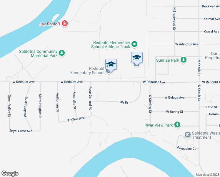 map of restaurants, bars, coffee shops, grocery stores, and more near 503 West Redoubt Avenue in Soldotna