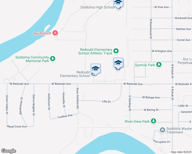 map of restaurants, bars, coffee shops, grocery stores, and more near 486 West Redoubt Avenue in Soldotna