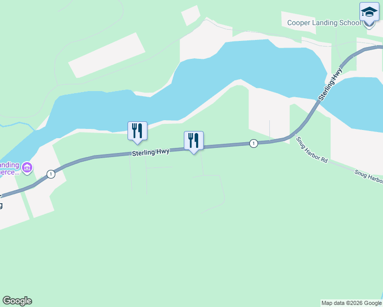 map of restaurants, bars, coffee shops, grocery stores, and more near 18368 Sterling Highway in Cooper Landing