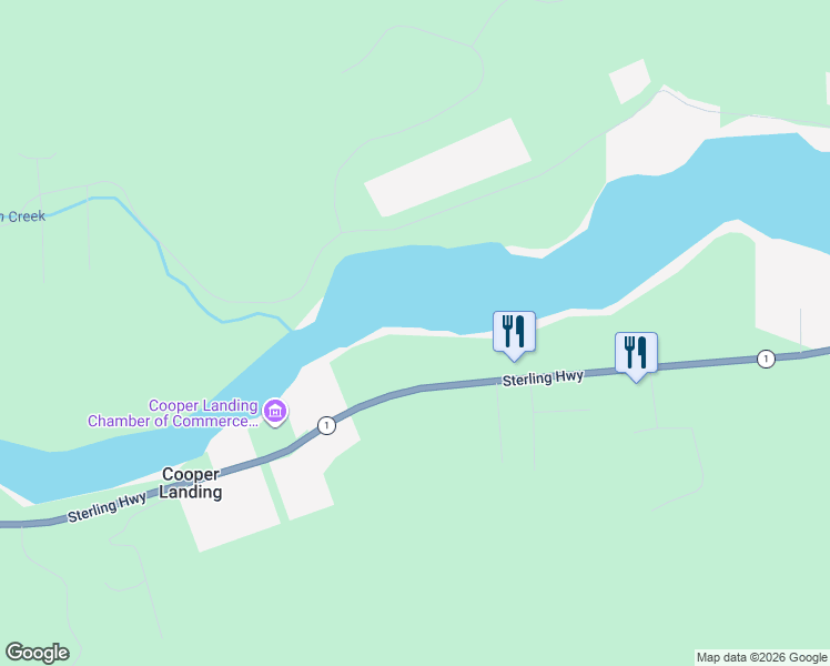 map of restaurants, bars, coffee shops, grocery stores, and more near 18112 Sterling Hwy in Cooper Landing
