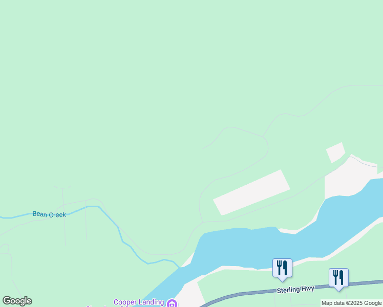 map of restaurants, bars, coffee shops, grocery stores, and more near 18026 Bean Creek Road in Cooper Landing