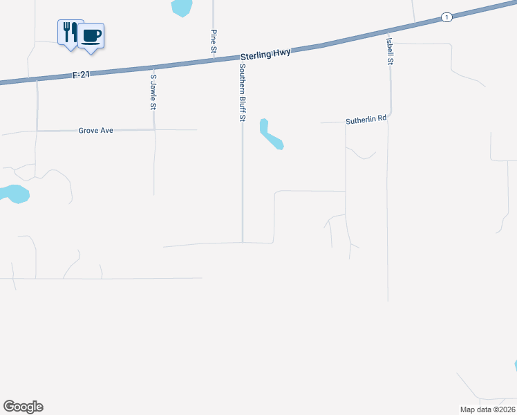 map of restaurants, bars, coffee shops, grocery stores, and more near 41355 Sterling Highway in Soldotna