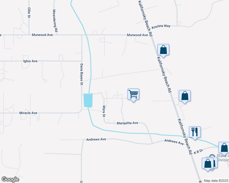 map of restaurants, bars, coffee shops, grocery stores, and more near 47840 Michelle Avenue in Soldotna