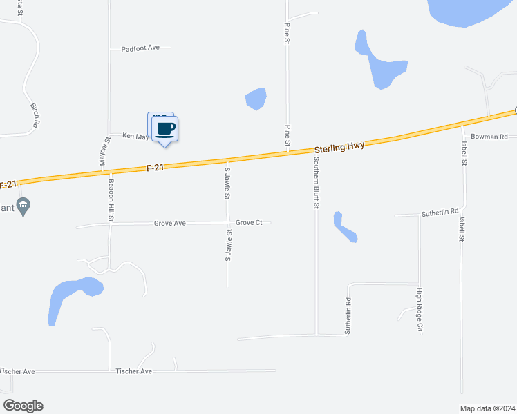 map of restaurants, bars, coffee shops, grocery stores, and more near 41555 Grove Avenue in Soldotna
