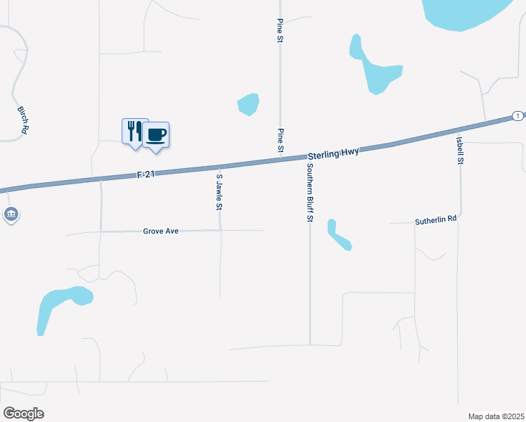 map of restaurants, bars, coffee shops, grocery stores, and more near 41555 Grove Avenue in Soldotna