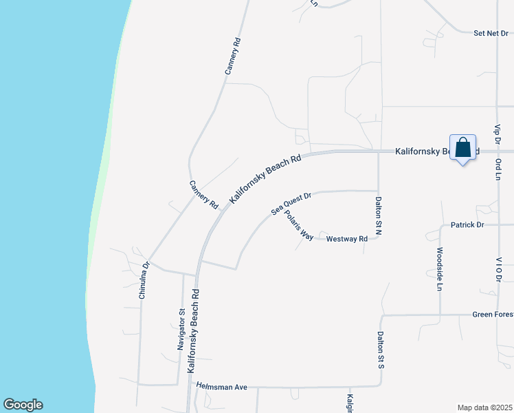 map of restaurants, bars, coffee shops, grocery stores, and more near 51262 Sea Quest Drive in Kenai