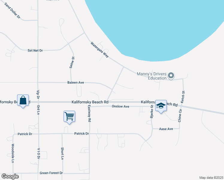 map of restaurants, bars, coffee shops, grocery stores, and more near 421 Baleen Avenue in Kenai