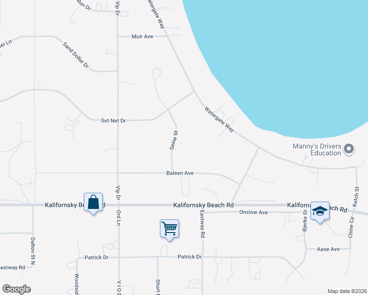 map of restaurants, bars, coffee shops, grocery stores, and more near 730 Baleen Avenue in Kenai