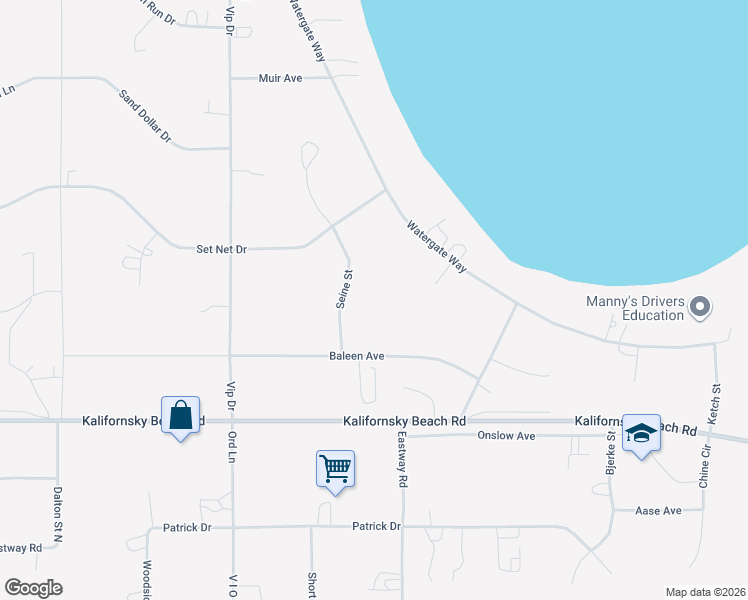 map of restaurants, bars, coffee shops, grocery stores, and more near 730 Baleen Avenue in Kenai