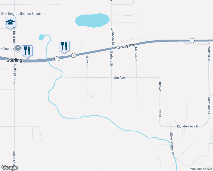 map of restaurants, bars, coffee shops, grocery stores, and more near 38219 Barbara Street in Sterling