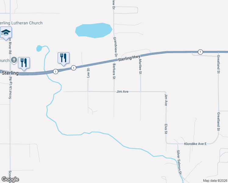 map of restaurants, bars, coffee shops, grocery stores, and more near 38219 Barbara Street in Sterling