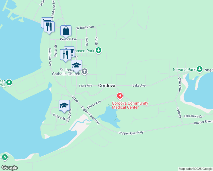 map of restaurants, bars, coffee shops, grocery stores, and more near in Cordova