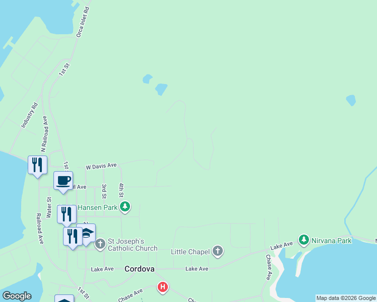 map of restaurants, bars, coffee shops, grocery stores, and more near Ski Hill Rd in Cordova