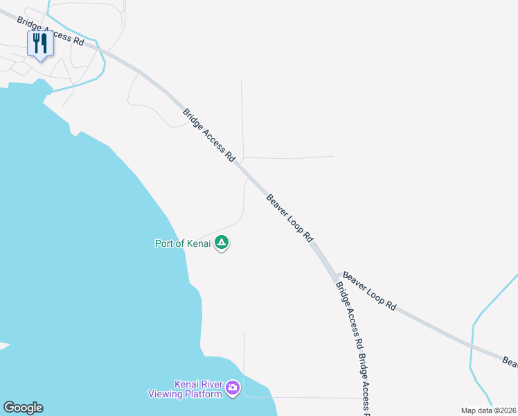 map of restaurants, bars, coffee shops, grocery stores, and more near 1152 Bridge Access Road in Kenai