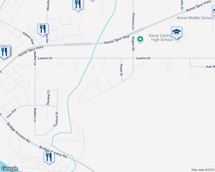 map of restaurants, bars, coffee shops, grocery stores, and more near 317 Rogers Rd in Kenai