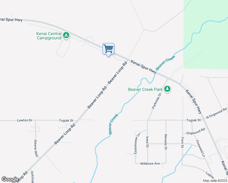 map of restaurants, bars, coffee shops, grocery stores, and more near 3521 Mudhen Drive in Kenai