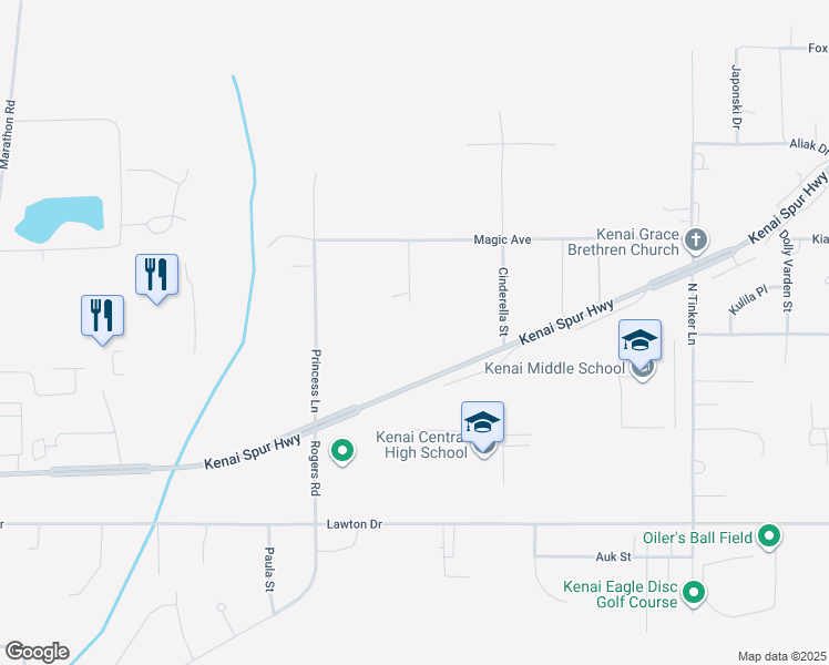map of restaurants, bars, coffee shops, grocery stores, and more near 9744 Kenai Spur Highway in Kenai