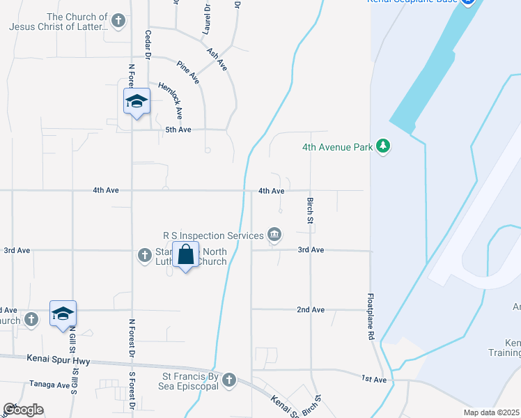 map of restaurants, bars, coffee shops, grocery stores, and more near 1208 Cindy Lane in Kenai