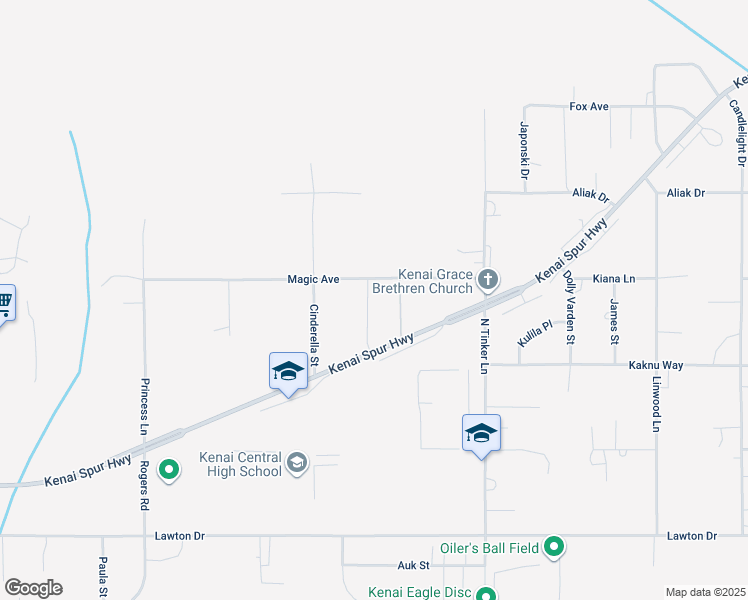 map of restaurants, bars, coffee shops, grocery stores, and more near 9520 Kenai Spur Highway in Kenai
