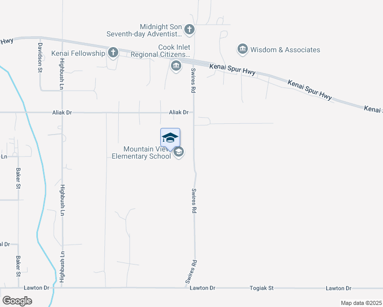 map of restaurants, bars, coffee shops, grocery stores, and more near 315 Swires Road in Kenai
