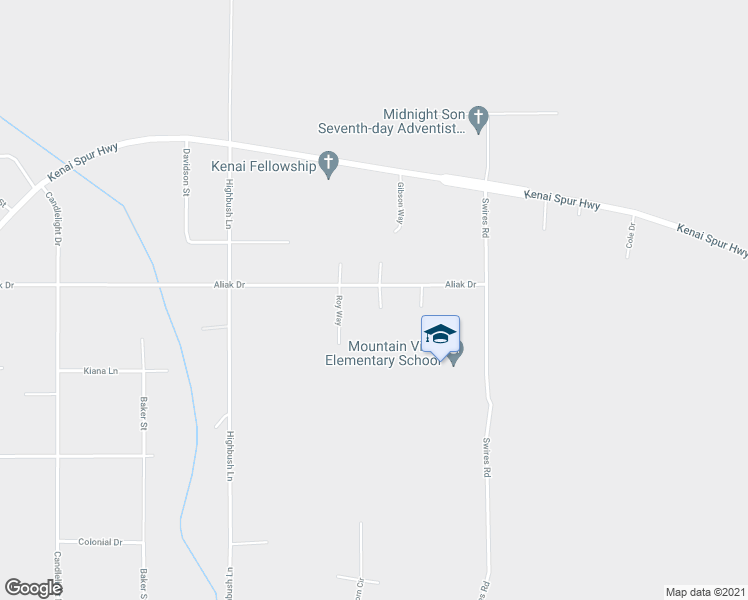 map of restaurants, bars, coffee shops, grocery stores, and more near 469 Roy Way in Kenai