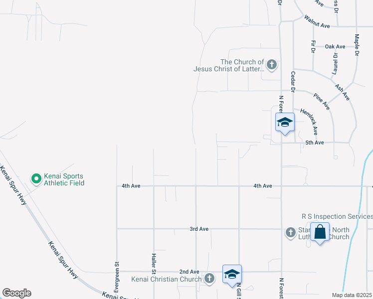map of restaurants, bars, coffee shops, grocery stores, and more near 408 Haller Street in Kenai
