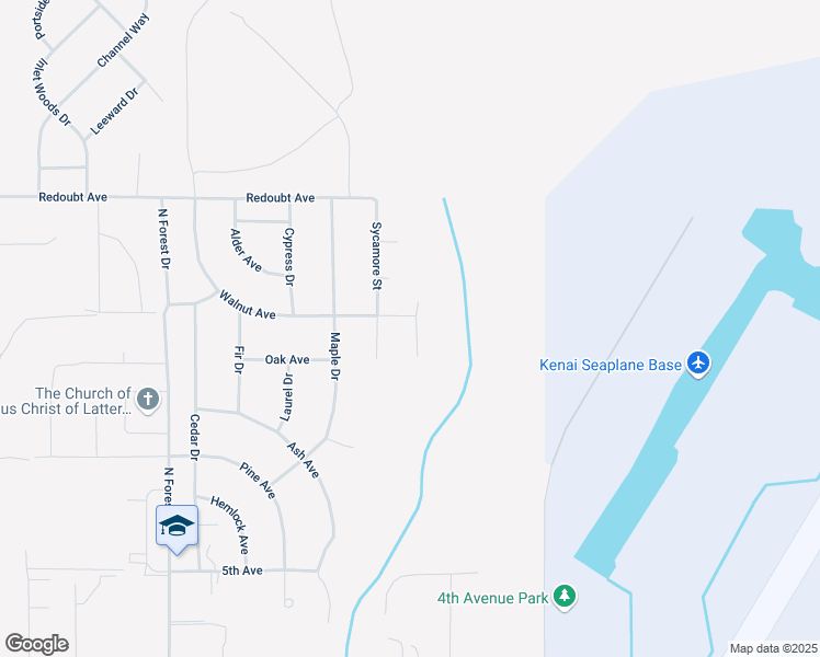 map of restaurants, bars, coffee shops, grocery stores, and more near 614 Maple Drive in Kenai