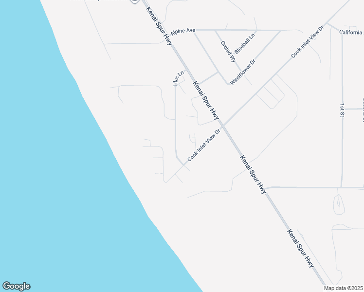 map of restaurants, bars, coffee shops, grocery stores, and more near 1202 Lilac Lane in Kenai