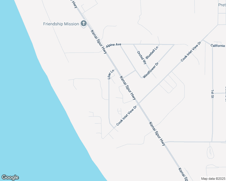 map of restaurants, bars, coffee shops, grocery stores, and more near 1226 Lilac Lane in Kenai