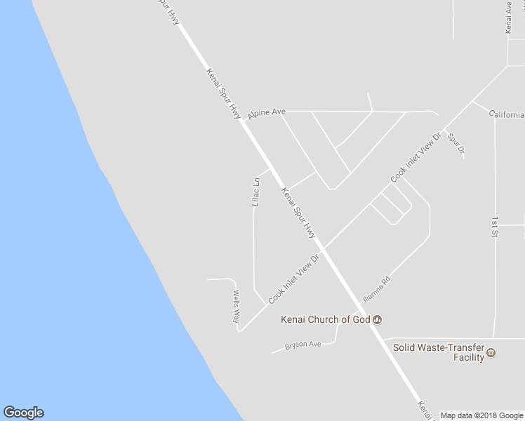 map of restaurants, bars, coffee shops, grocery stores, and more near 1234 Lilac Lane in Kenai
