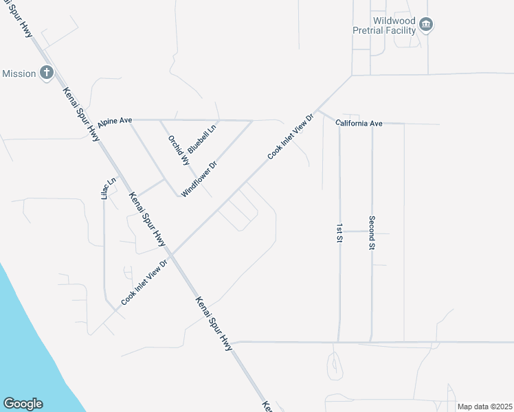 map of restaurants, bars, coffee shops, grocery stores, and more near 2713 Wildwood Drive in Kenai