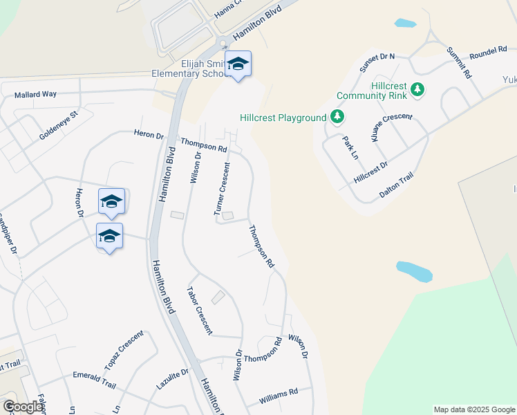 map of restaurants, bars, coffee shops, grocery stores, and more near 30 Thompson Road in Whitehorse