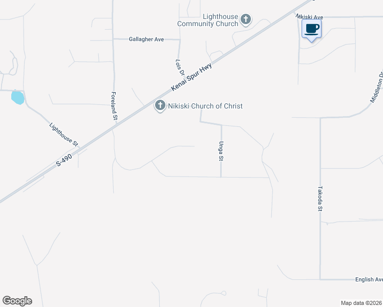 map of restaurants, bars, coffee shops, grocery stores, and more near 53768 Aleutian Court in Kenai