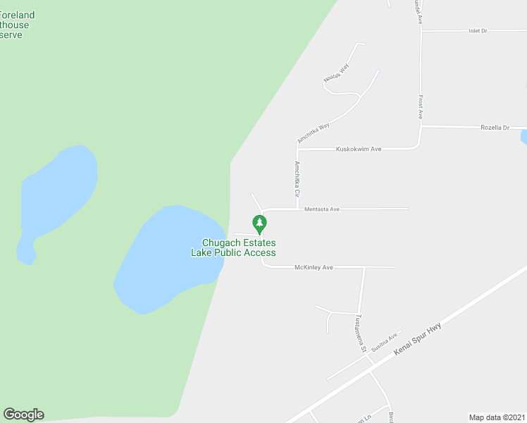 map of restaurants, bars, coffee shops, grocery stores, and more near 57305 Mentasta Avenue in Kenai