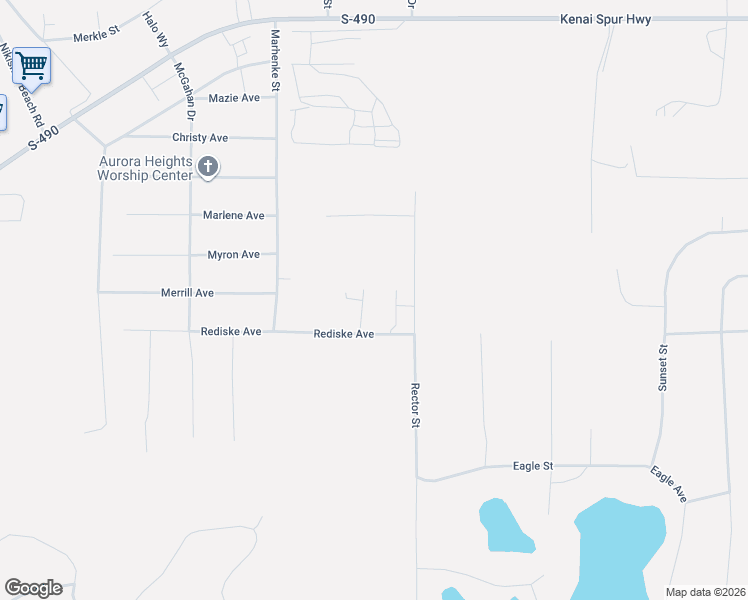 map of restaurants, bars, coffee shops, grocery stores, and more near 51950 Aurora Drive in Kenai