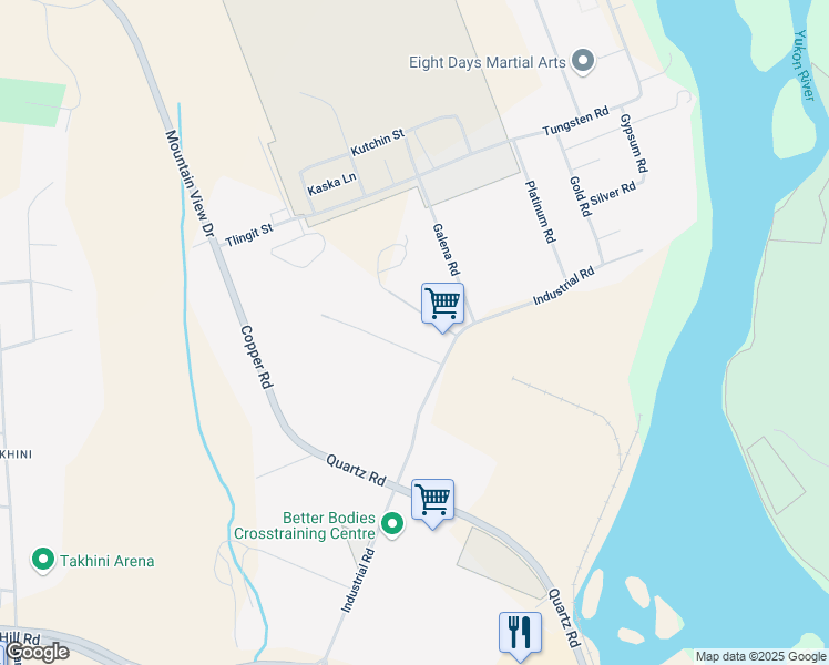 map of restaurants, bars, coffee shops, grocery stores, and more near 151 Industrial Road in Whitehorse