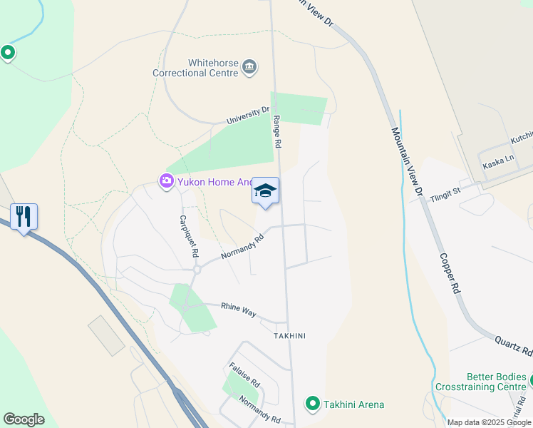 map of restaurants, bars, coffee shops, grocery stores, and more near 526 Range Road in Whitehorse