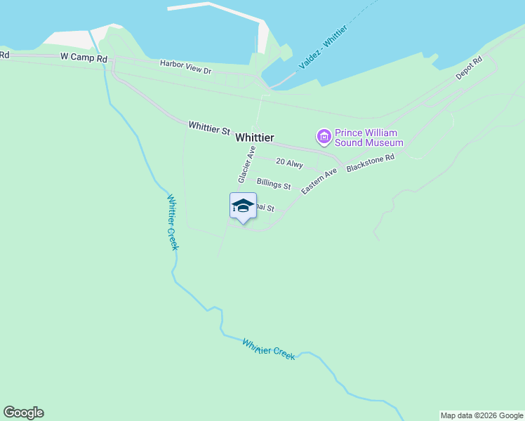 map of restaurants, bars, coffee shops, grocery stores, and more near 100 Kenai Street in Whittier