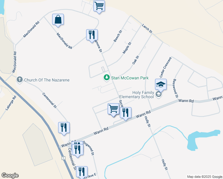 map of restaurants, bars, coffee shops, grocery stores, and more near 19 Stan McCowan Place in Whitehorse