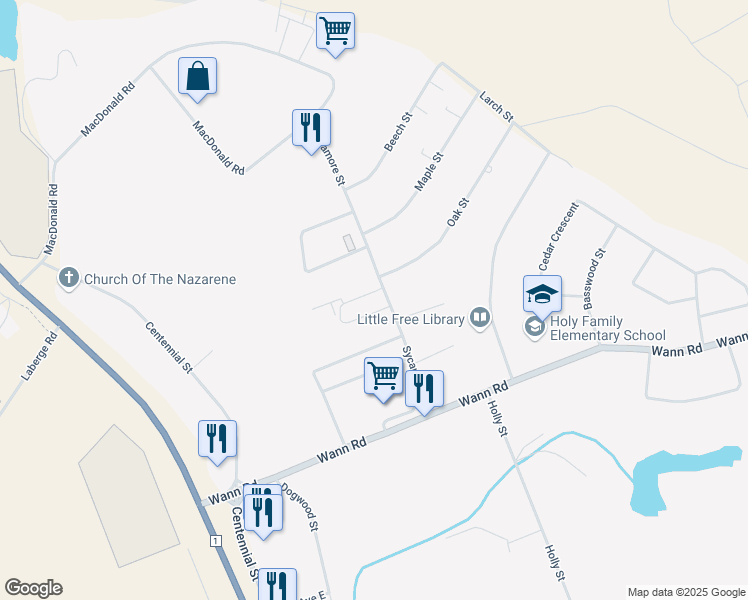 map of restaurants, bars, coffee shops, grocery stores, and more near 1 Stan McCowan Place in Whitehorse