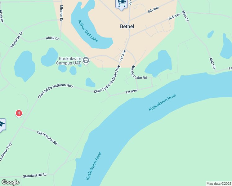 map of restaurants, bars, coffee shops, grocery stores, and more near 390 1st Avenue in Bethel