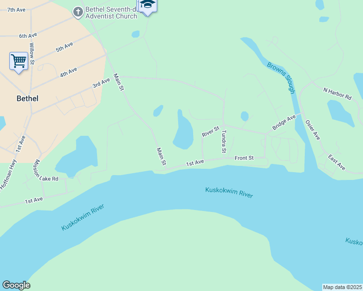 map of restaurants, bars, coffee shops, grocery stores, and more near in Bethel