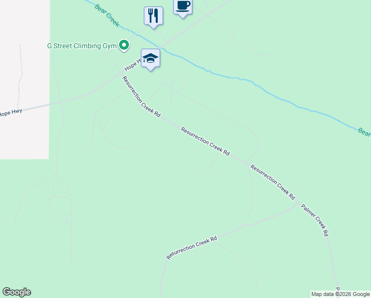 map of restaurants, bars, coffee shops, grocery stores, and more near Palmer Creek Road in Hope