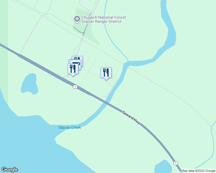 map of restaurants, bars, coffee shops, grocery stores, and more near 216 Old Dawson Road in Anchorage