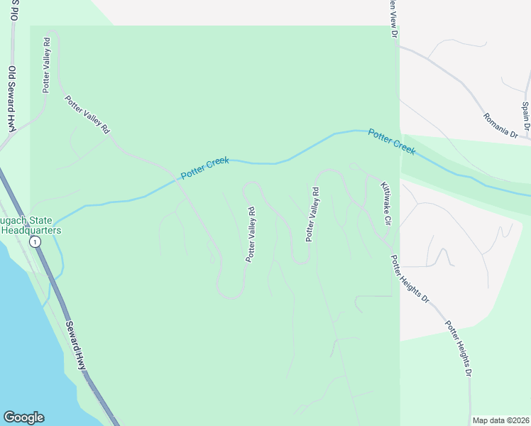 map of restaurants, bars, coffee shops, grocery stores, and more near 5380 Potter Valley Road in Anchorage