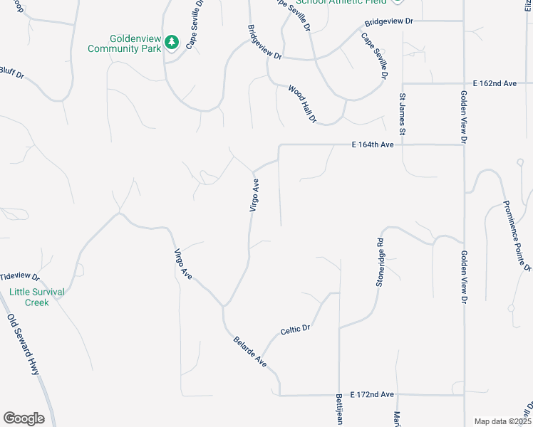 map of restaurants, bars, coffee shops, grocery stores, and more near 16547 Betty Street in Anchorage
