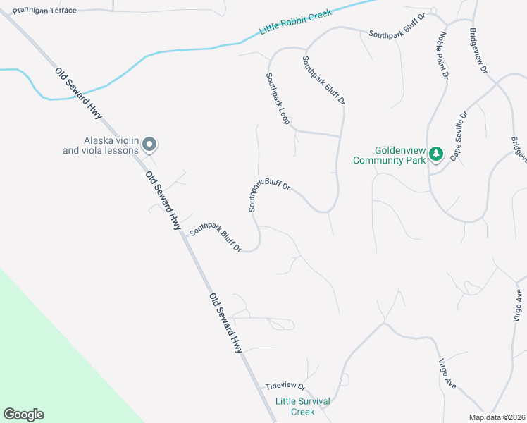 map of restaurants, bars, coffee shops, grocery stores, and more near 4330 Southpark Bluff Drive in Anchorage
